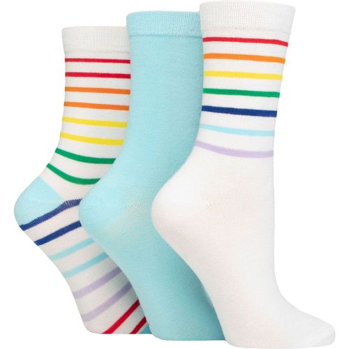 Ladies 3 Pair Wildfeet Patterned Bamboo Socks Rainbow Stripe 4-8 - SockShop - Modalova
