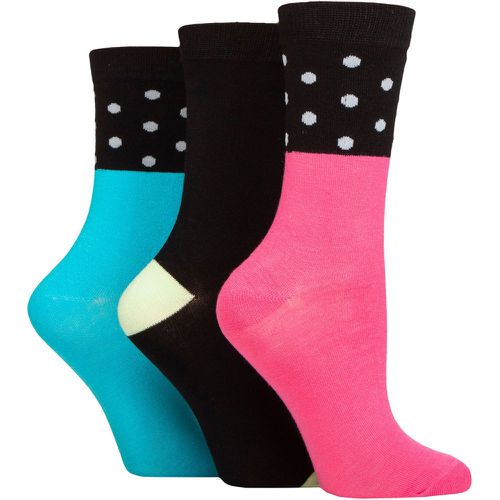 Ladies 3 Pair Wildfeet Patterned Bamboo Socks Spots / Pink / Blue 4-8 - SockShop - Modalova