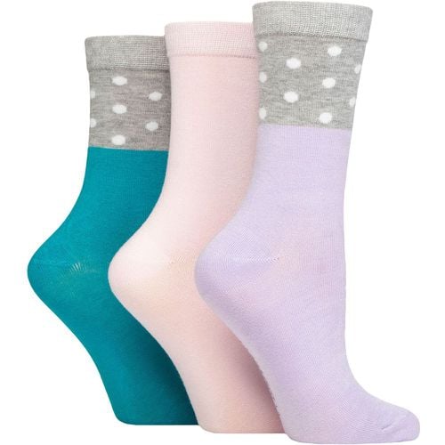 Ladies 3 Pair SOCKSHOP Patterned Bamboo Socks Spots Purple / Pink / Teal 4-8 - Wildfeet - Modalova