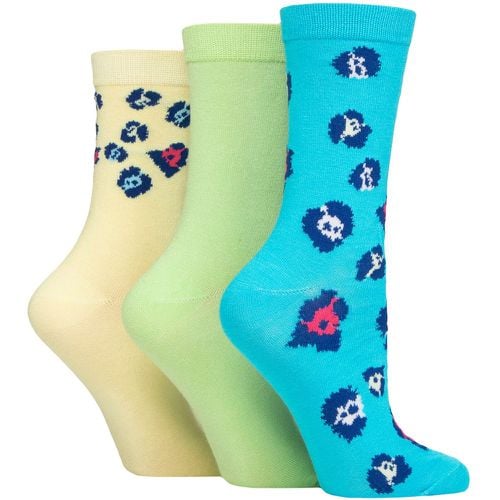 Ladies 3 Pair SOCKSHOP Patterned Bamboo Socks Animal Blue / Green / Yellow 4-8 - Wildfeet - Modalova