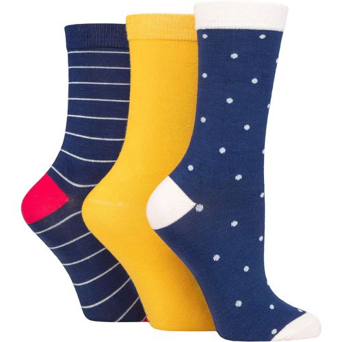 Women's 3 Pair SOCKSHOP Patterned Bamboo Socks Polka Dot Navy 4-8 Ladies - Wildfeet - Modalova