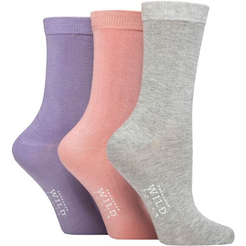 Women's 3 Pair Plain Bamboo Socks Grey / Pink / Purple 4-8 - Wildfeet - Modalova