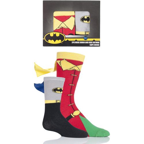 Pair Adult and Childs Batman and Robin Gift Boxed Cape Socks Kids Unisex 6-11 Mens 2-9 Years - Film & TV Characters - Modalova