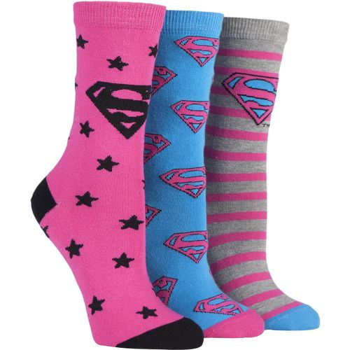 Pair DC Superman / Supergirl Logo Socks Ladies 4-8 Ladies - Film & TV Characters - Modalova