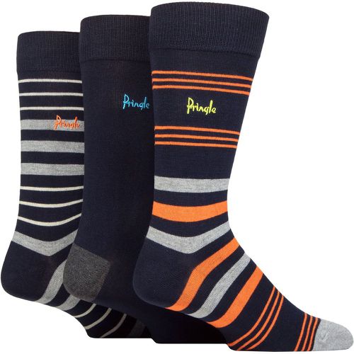 Mens 3 Pair Patterned Bamboo Socks Stripe Navy 7-11 - Pringle - Modalova