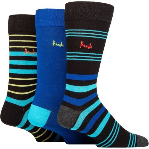 Mens 3 Pair Patterned Bamboo Socks Stripe Black 7-11 - Pringle - Modalova