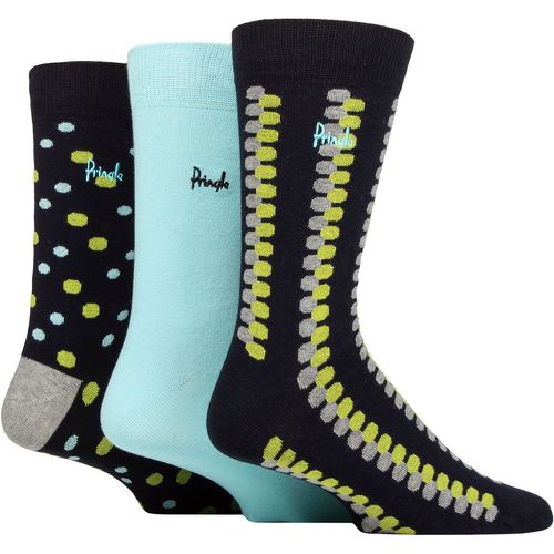 Mens 3 Pair Cotton and Recycled Polyester Patterned Socks Spotted Lines Navy 7-11 Mens - Pringle - Modalova
