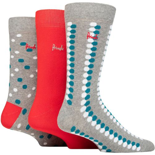 Mens 3 Pair Cotton and Recycled Polyester Patterned Socks Spotted Lines Light 7-11 Mens - Pringle - Modalova