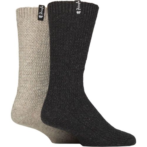 Mens 2 Pair Pringle Recycled Wool Boot Socks Charcoal / Stone 7-11 - SockShop - Modalova