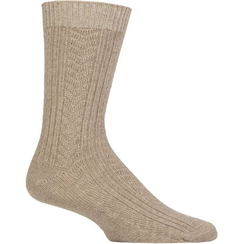 Mens 1 Pair Cashmere and Merino Wool Blend Luxury Socks Beige 7-11 - Pringle - Modalova