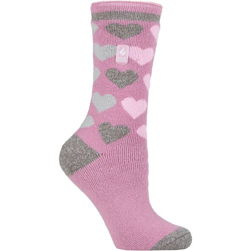 Women's 1 Pair SOCKSHOP 1.6 TOG Lite Patterned and Striped Socks Paris Hearts Mauve 4-8 Ladies - Heat Holders - Modalova