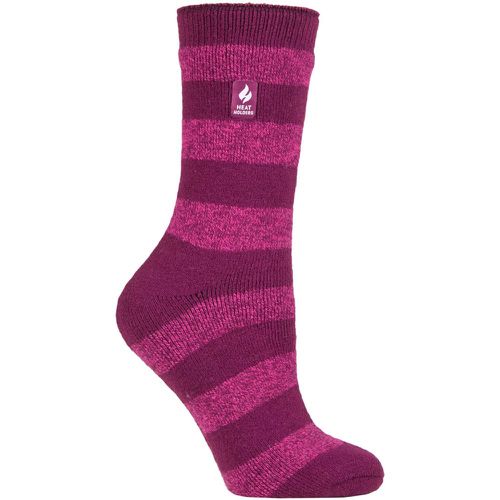 Women's 1 Pair SOCKSHOP 1.6 TOG Lite Patterned and Striped Socks Bologna Chunky Stripe Fuchsia / Berry 4-8 Ladies - Heat Holders - Modalova