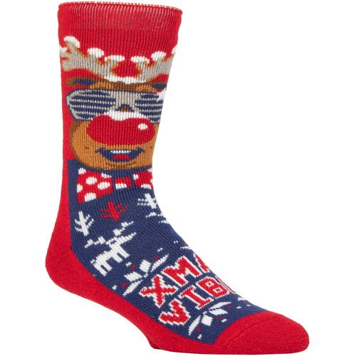 Mens 1 Pair SOCKSHOP 1.6 TOG Lite Christmas Socks Jazzy Rudolph 6-11 - Heat Holders - Modalova