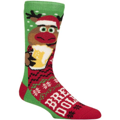 Mens 1 Pair SOCKSHOP 1.6 TOG Lite Christmas Socks Brew Dolph 6-11 - Heat Holders - Modalova