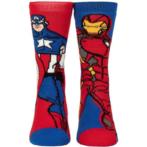 Mens 1 Pair Heat Holders Marvel 1.6 TOG Lite Iron Man and Captain America Thermal Socks Blue / Red 6-11 - SockShop - Modalova