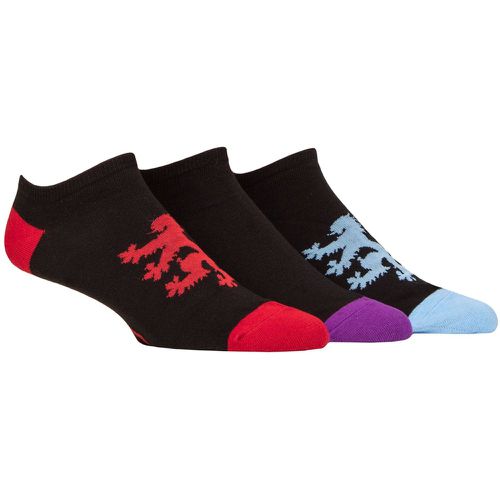 Mens 3 Pair Plain and Patterned Cotton Secret Socks Logo Blue / Purple / Red UK 7-11 - Pringle - Modalova