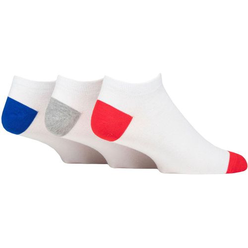 Mens 3 Pair Plain and Patterned Bamboo Trainer Socks Blue / Grey / Red Heel & Toe 7-11 Mens - Pringle - Modalova
