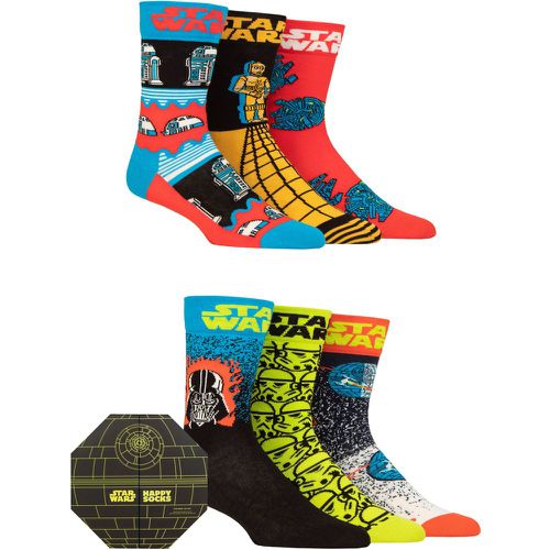 Happy Socks 6 Pair Star Wars Death Star Gift Boxed Cotton Socks Assorted 4-7 Unisex - SockShop - Modalova