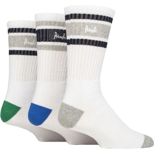 Mens 3 Pair Cotton Cushion Sports Socks Grey / Blue / Green 7-11 - Pringle - Modalova