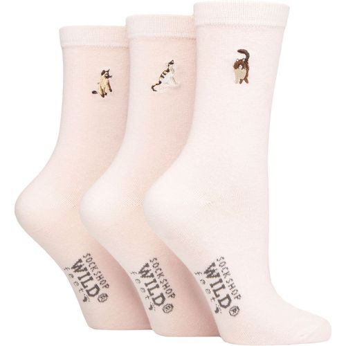 Ladies 3 Pair SOCKSHOP Embroidered Socks Cats 4-8 - Wildfeet - Modalova