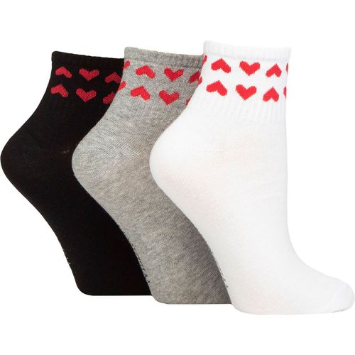 Women's 3 Pair SOCKSHOP Plain Mid Cut Ribbed Crew Socks White / Grey / Black Hearts 4-8 - Wildfeet - Modalova