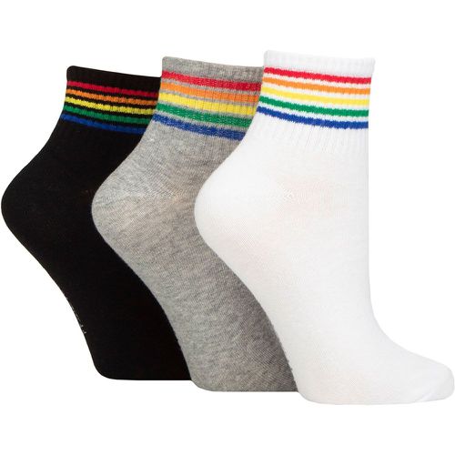 Women's 3 Pair SOCKSHOP Plain Mid Cut Ribbed Crew Socks White / Grey / Black Rainbow 4-8 - Wildfeet - Modalova