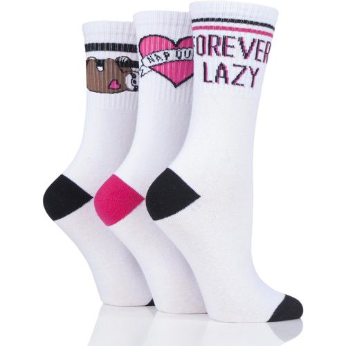 Pair Forever Lazy Slogan Cotton Sports Socks Ladies 4-8 Ladies - Wild Feet - Modalova