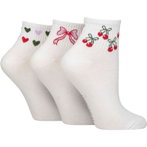 Women's 3 Pair SOCKSHOP Plain Mid Cut Ribbed Crew Socks Cherry Bow 4-8 - Wildfeet - Modalova