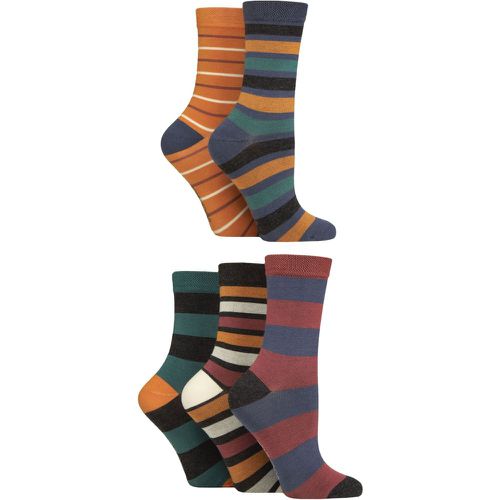 Women's 5 Pair Plain, Patterned and Striped Bamboo Socks Stripe Autumn 4-8 - SockShop - Modalova