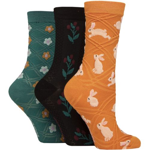 Women's 3 Pair Patterned Pelerine Bamboo Socks Bunny Floral 4-8 - SockShop - Modalova