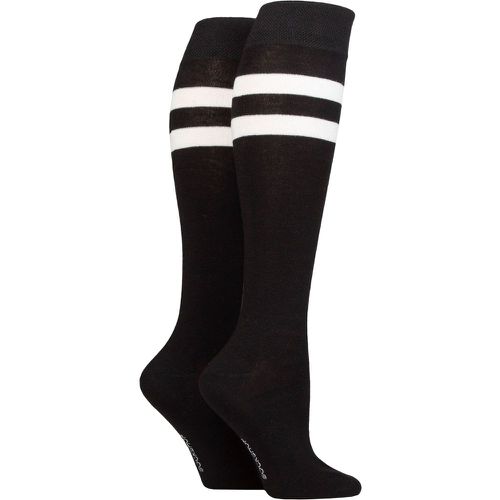 Women's 2 Pair Plain and Patterned Bamboo Knee High Socks with Smooth Toe Seams Sport Stripe 4-8 - SockShop - Modalova