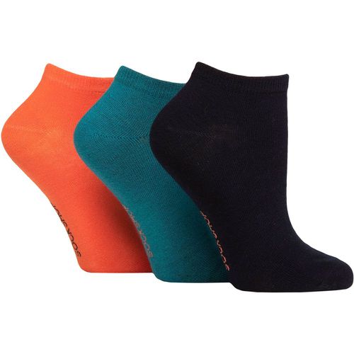 Women's 3 Pair Patterned, Striped, Plain, Ribbed and Mesh Bamboo Trainer Socks Mandarin Plain 4-8 - SockShop - Modalova