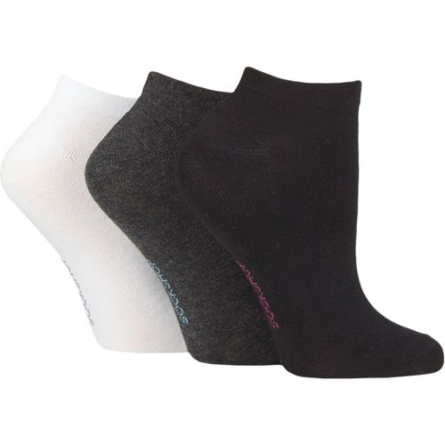 Women's 3 Pair Patterned, Striped, Plain, Ribbed and Mesh Bamboo Trainer Socks Black / White / Grey Plain 4-8 - SockShop - Modalova