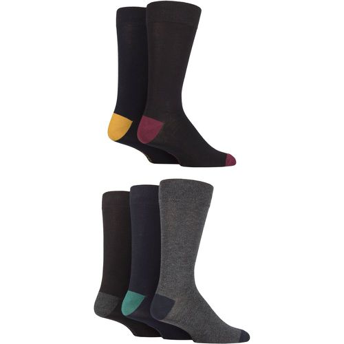Mens 5 Pair Plain, Striped and Patterned Bamboo Socks Royals / Black Navy Grey Heel and Toe 7-10 Mens - SockShop - Modalova