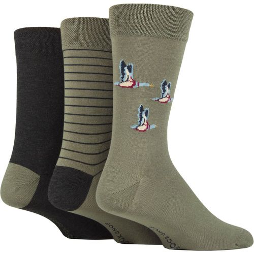 Men's 3 Pair Plain, Patterned, Striped and Heel & Toe Bamboo Socks Olive 7-11 Mens - SockShop - Modalova