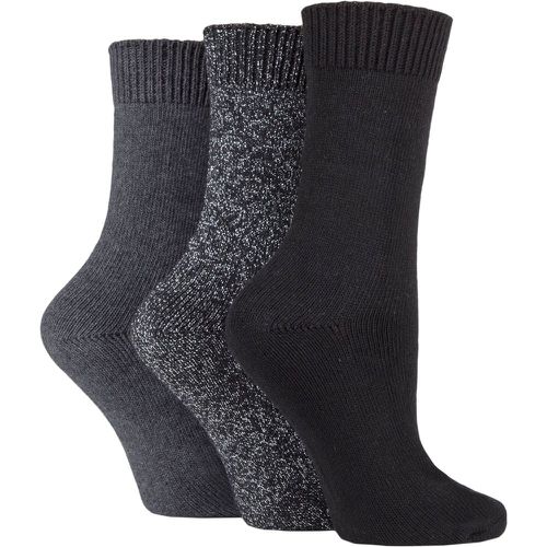 Women's 3 Pair Plain Cotton and Glitter Lurex Boot Socks 4-8 Ladies - SockShop - Modalova