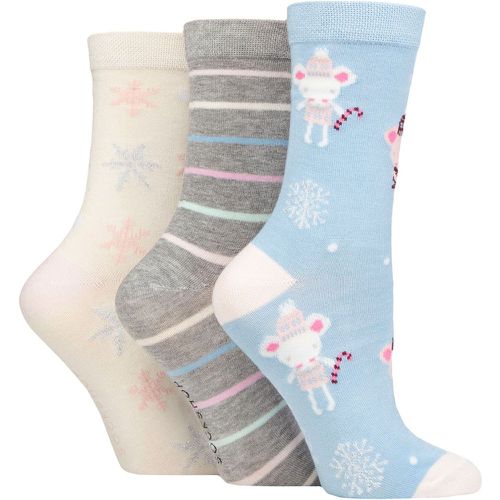 Ladies 3 Pair SOCKSHOP Christmas Bamboo Socks Snow Mice 4-8 Ladies - Lazy Panda - Modalova
