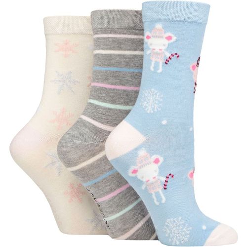 Women's 3 Pair SOCKSHOP Christmas Bamboo Socks Snow Mice 4-8 Ladies - Lazy Panda - Modalova