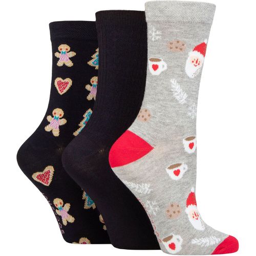 Women's 3 Pair SOCKSHOP Christmas Bamboo Socks Santa and Cookies 4-8 Ladies - Lazy Panda - Modalova