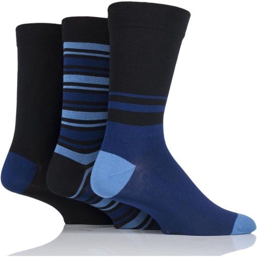 Pair / Blue Comfort Cuff Gentle Bamboo Striped and Plain Socks with Smooth Toe Seams Men's 7-11 Mens - SockShop - Modalova