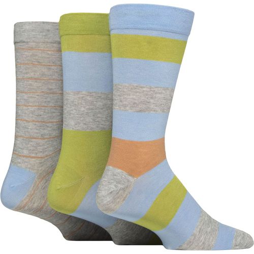 Mens 3 Pair Comfort Cuff Gentle Bamboo Striped Socks with Smooth Toe Seams Ocean View 12-14 - SockShop - Modalova