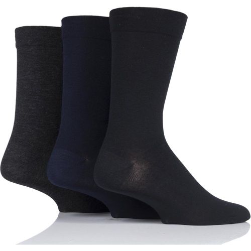 Pair Black / Navy / Grey Comfort Cuff Plain Gentle Bamboo Socks with Smooth Toe Seams Men's 7-11 Mens - SockShop - Modalova