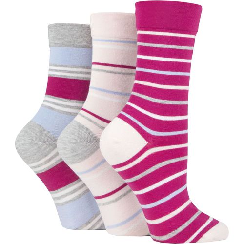 Women's 3 Pair Gentle Bamboo Socks with Smooth Toe Seams in Plains and Stripes Stripes 4-8 - SockShop - Modalova