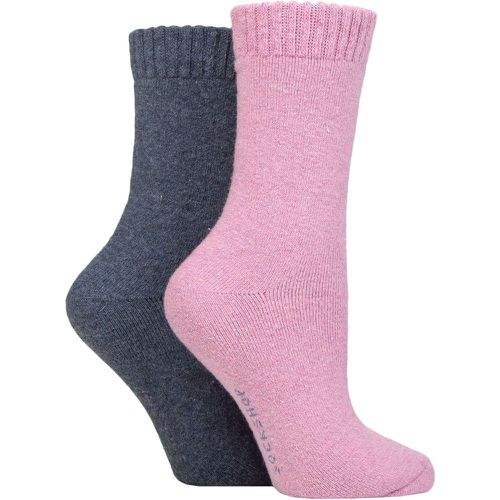 Ladies 2 Pair Wool Mix Striped and Plain Boot Socks Smokey Plain 4-8 - SockShop - Modalova
