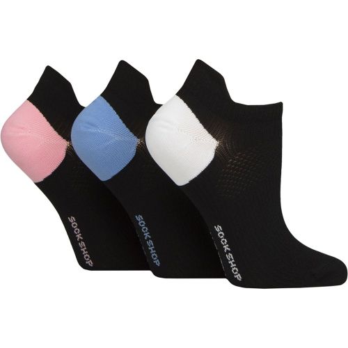Women's 3 Pair Poly Sports No Show Socks / Pink / Blue 4-8 - SockShop - Modalova