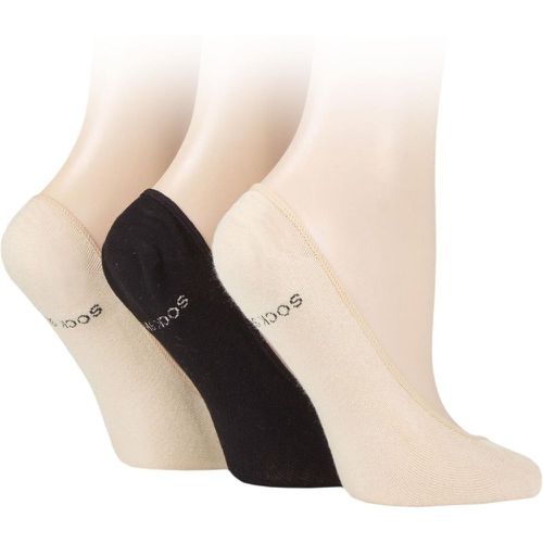 Ladies 3 Pair Plain and Patterned Bamboo Shoe Liners Natural / Black / Natural 4-8 Ladies - SockShop - Modalova