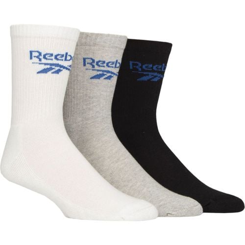 Mens and Ladies 3 Pair Reebok Foundation Cotton Crew Socks White / Grey / Black 8.5-10 UK - SockShop - Modalova