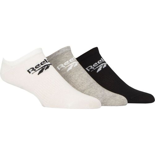 Mens and Ladies 3 Pair Core Cotton Trainer Socks White / Grey / Black 6.5-8 UK - Reebok - Modalova