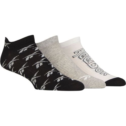 Mens and Ladies 3 Pair Essentials Cotton Trainer Socks with Arch Support Black / Grey / White 4.5-6 UK - Reebok - Modalova