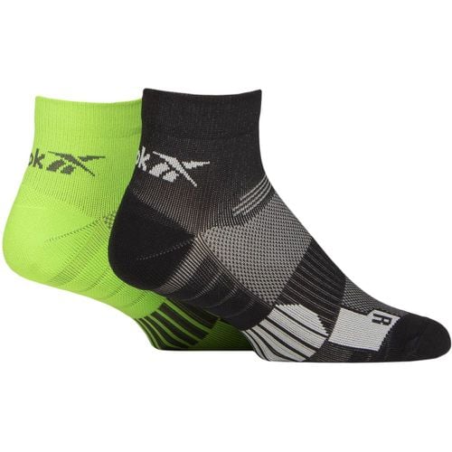 Mens and Women's 2 Pair Technical Recycled Ankle Technical Cycling Socks Black / Green 6.5-8 UK - Reebok - Modalova